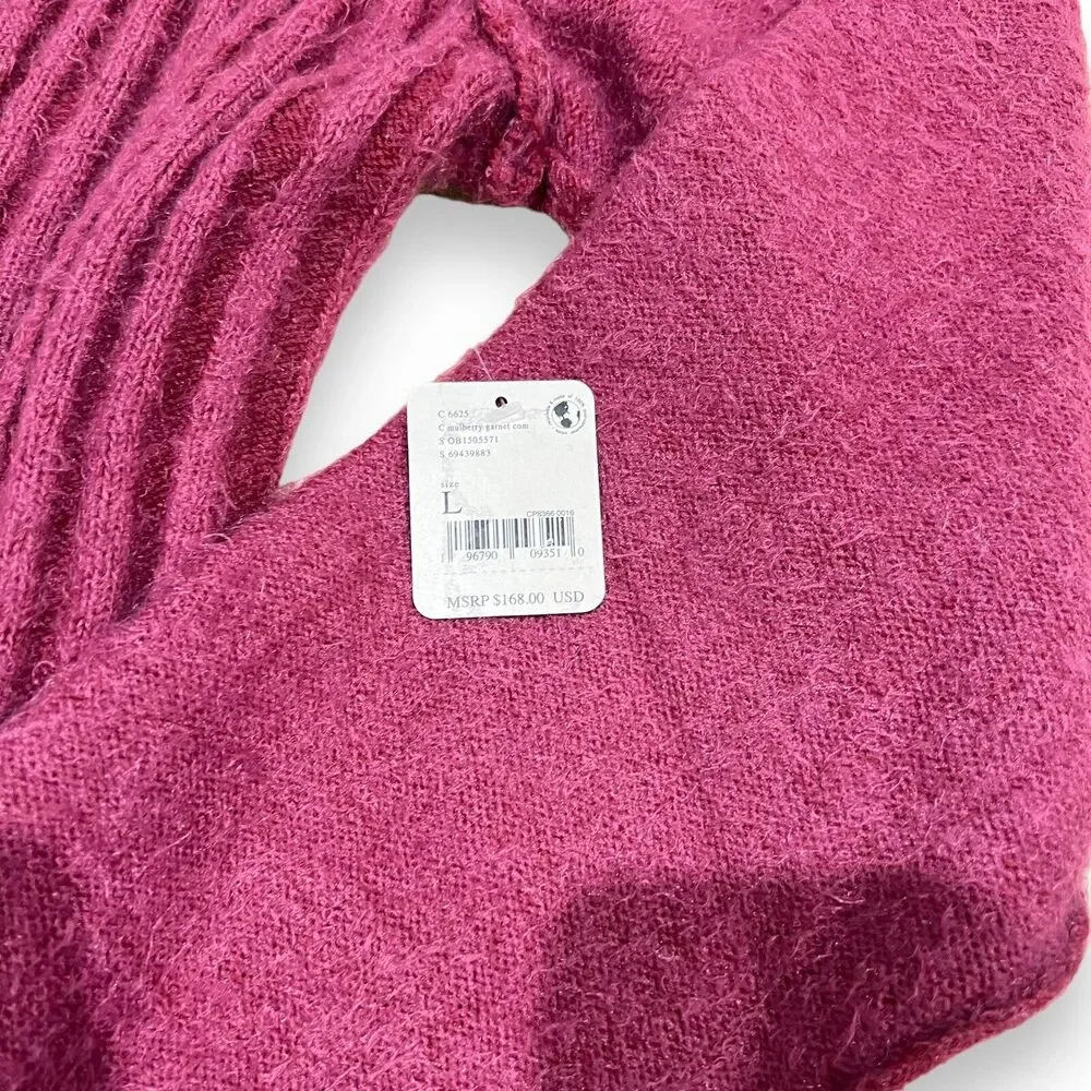 NWT Free People Big City Turtleneck Sweater Mulberry Size L Oversized Fuzzy $168